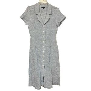 Quince 100% European‎ Linen Button Front Women XS Blue Pinstripe Beach Vacation